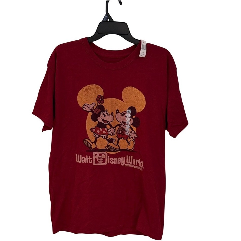 Disney Parks Walt Disney World Mickey Minnie Mouse Maroon Graphic T-Shirt Large